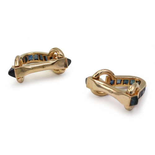 Boutons de manchette Boutons de manchettes en or jaune et saphirs 58 Facettes 260114R