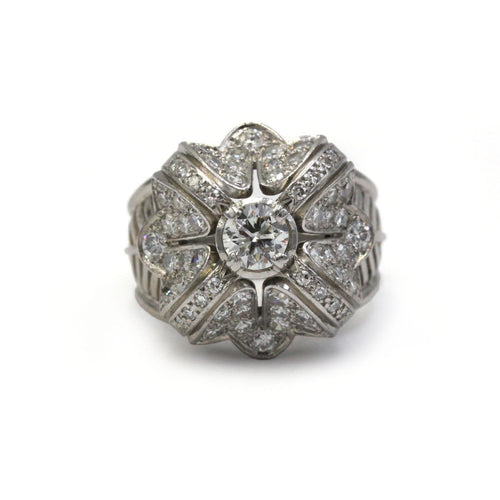 Bague 55.5 Bague Fleur en platine et diamants 58 Facettes 260125R