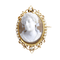 Broche camée sur agate en or jaune et perles fines