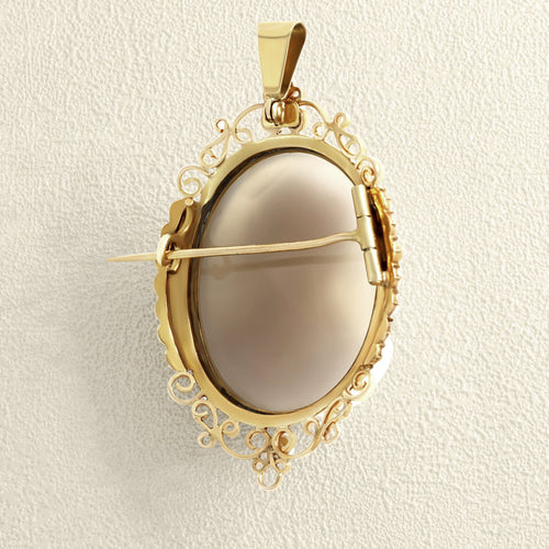 Broche Broche Camée sur Agate, Or jaune et Perle Fines 58 Facettes 65000054