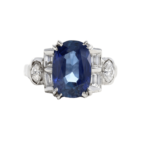 Bague 50 Bague en or blanc avec saphir et diamants 58 Facettes 61100135