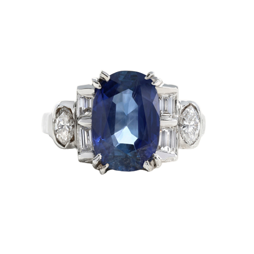 Bague en or blanc avec saphir et diamants
