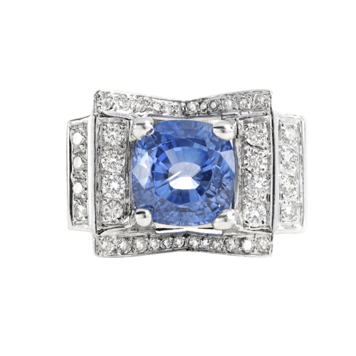 Tank - Bague en or blanc, saphir et diamants