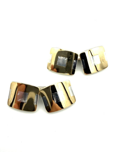 Boutons de manchette Hermès - Boutons de manchette vintage en argent et or jaune 58 Facettes HERMES BM