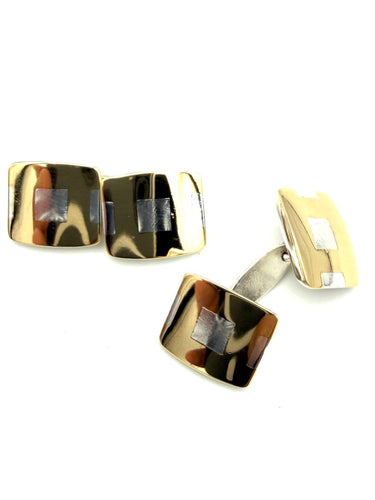 Boutons de manchette Hermès - Boutons de manchette vintage en argent et or jaune 58 Facettes HERMES BM