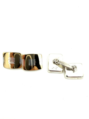Boutons de manchette Hermès - Boutons de manchette vintage en argent et or jaune 58 Facettes HERMES BM