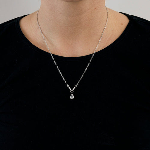 Collier pendentif en or blanc et zircons 58 Facettes BO/230104/