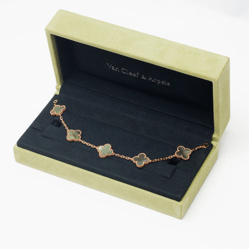 Bracelet Van Cleef & Arpels Vintage Alhambra - Bracelet 5 motifs en or rose et nacre grise 58 Facettes