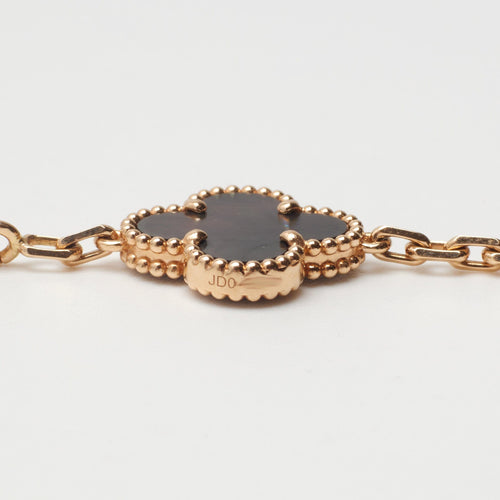 Bracelet Van Cleef & Arpels Vintage Alhambra - Bracelet 5 motifs en or rose et nacre grise 58 Facettes