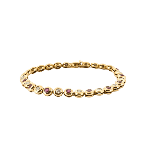 Bracelet Bracelet - Rivière en or jaune diamants et rubis 58 Facettes BO/250002