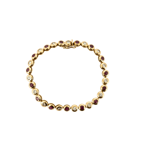 Bracelet Bracelet - Rivière en or jaune diamants et rubis 58 Facettes BO/250002
