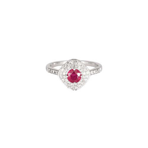 Bague 54 Bague en or blanc, rubis et diamants 58 Facettes BO/240045