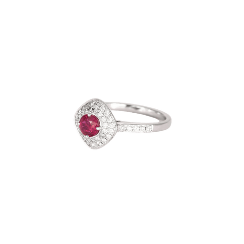 Bague 54 Bague en or blanc, rubis et diamants 58 Facettes BO/240045