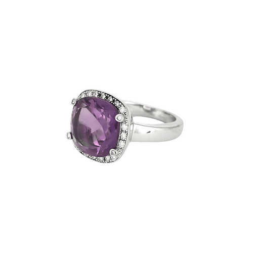 Bague 54 Poiray - Bague Fille Antique en or blanc diamants et améthyste 58 Facettes BO/250029