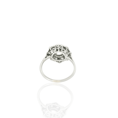 Bague 51.5 Art déco - Bague en or blanc 18K sertie de diamants 58 Facettes