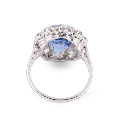 Bague Bague entourage en platine, saphir de Ceylan et diamants 58 Facettes 1