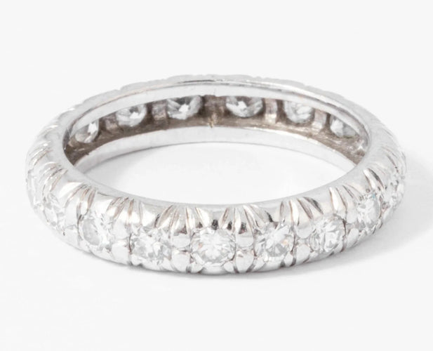Bague Alliance - Bague en platine sertie de diamants 58 Facettes