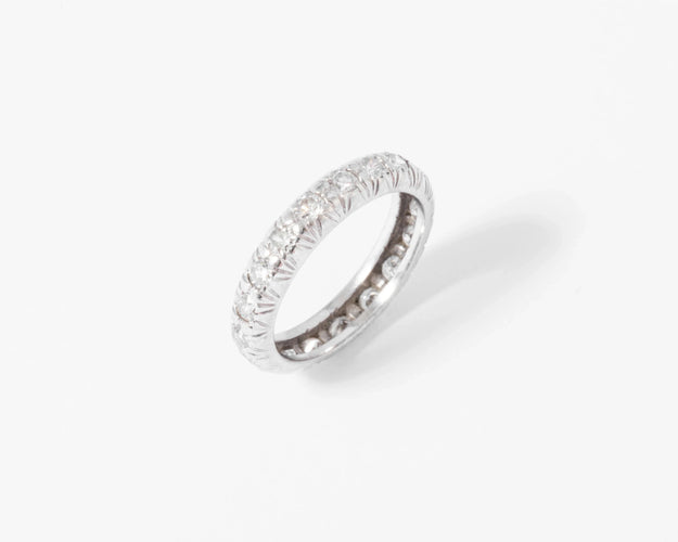 Bague Alliance - Bague en platine sertie de diamants 58 Facettes