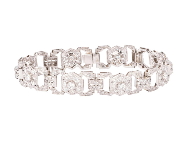 Bracelet Bracelet Art déco en platine, or gris et diamants 58 Facettes 1