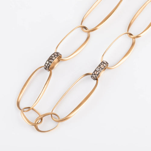 Collier Pomellato Victoria - Collier en or rose brossé et diamants cognac 58 Facettes