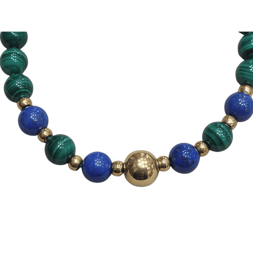 Collier Collier en malachite et lapis-lazuli 58 Facettes COV99