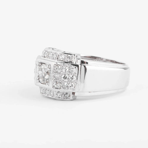 Bague Bague Art déco à gradins en platine et diamants 58 Facettes 1