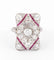 Bague Bague rectangulaire en platine, diamants et rubis 58 Facettes 1