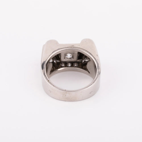 Bague Tank - Bague en or gris, platine et diamants 58 Facettes