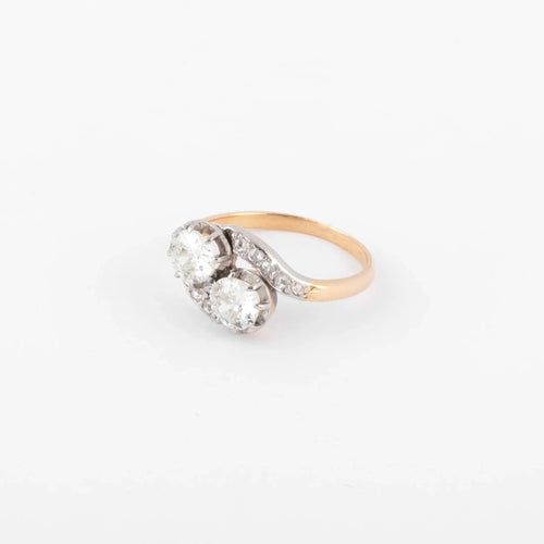 Bague Toi & Moi - Bague en platine, or jaune et diamants 58 Facettes