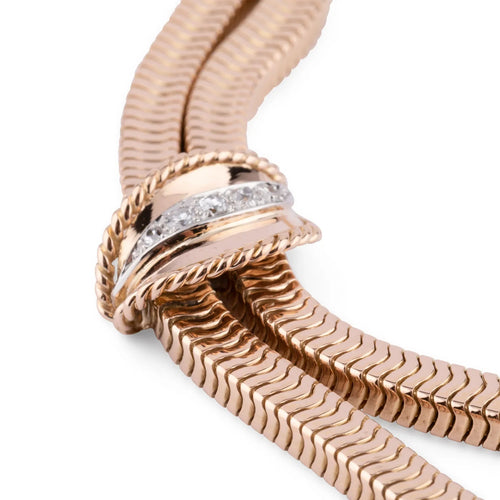Collier Collier double rang en or jaune, platine et diamants 58 Facettes 1