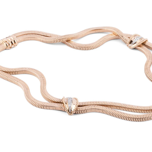 Collier Collier double rang en or jaune, platine et diamants 58 Facettes 1