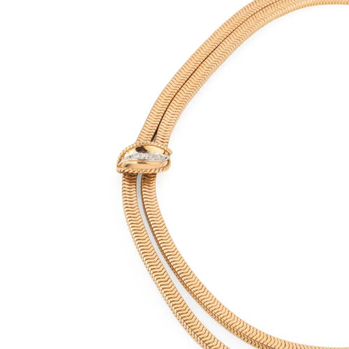 Collier Collier double rang en or jaune, platine et diamants 58 Facettes 1