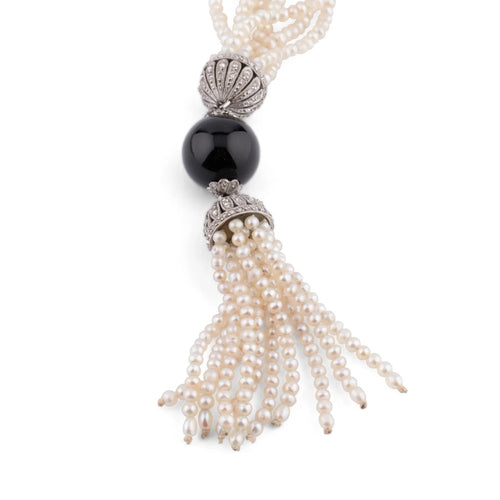 Collier Collier Bayadère 1920 en platine, perles fines et diamants 58 Facettes 1
