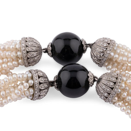 Collier Collier Bayadère 1920 en platine, perles fines et diamants 58 Facettes 1