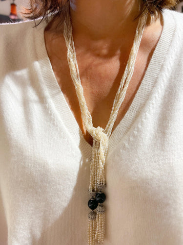 Collier Collier Bayadère 1920 en platine, perles fines et diamants 58 Facettes 1
