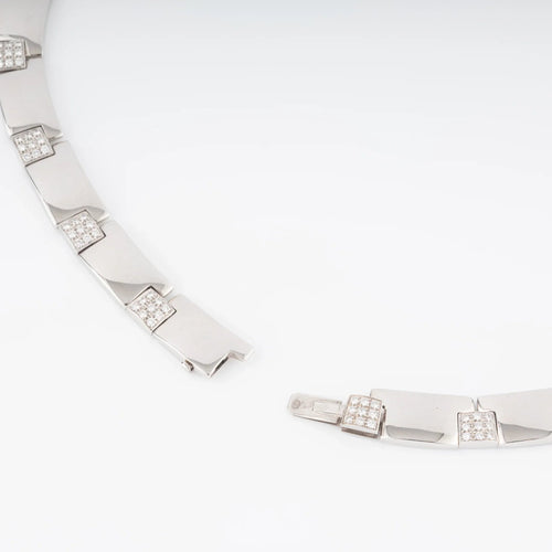 Collier Chaumet - Collier articulé en or gris 18k et diamants 58 Facettes 1