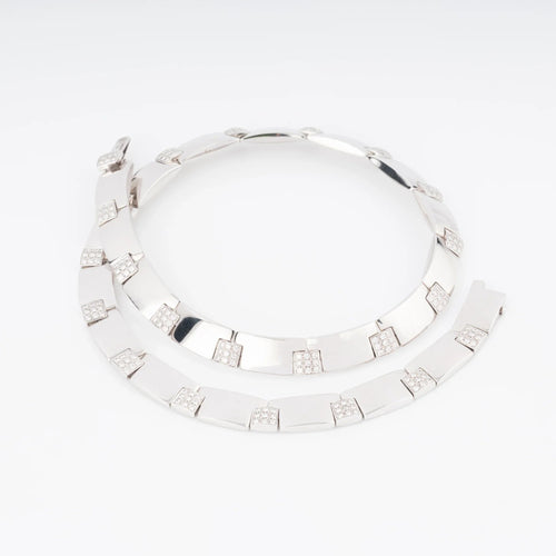 Collier Chaumet - Collier articulé en or gris 18k et diamants 58 Facettes 1