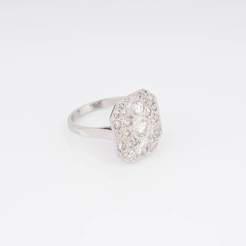 Bague Bague rectangulaire en platine et diamants 58 Facettes 1