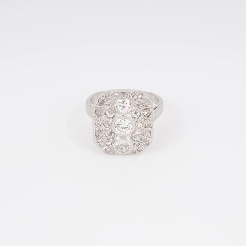 Bague Bague rectangulaire en platine et diamants 58 Facettes 1