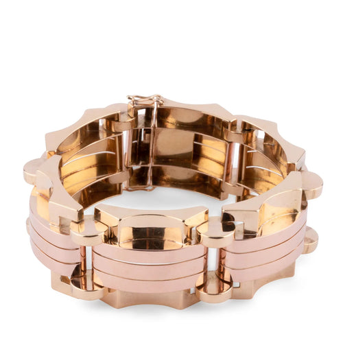 Bracelet Bracelet Tank en or jaune et rose 58 Facettes 1