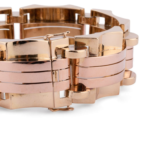 Bracelet Bracelet Tank en or jaune et rose 58 Facettes 1