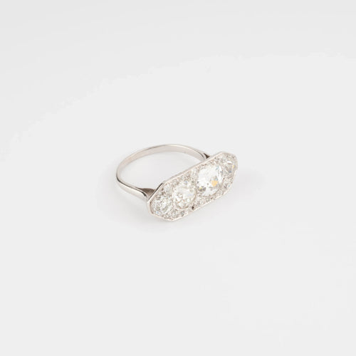 Bague Art déco - Bague rectangulaire en platine et diamants 58 Facettes 1