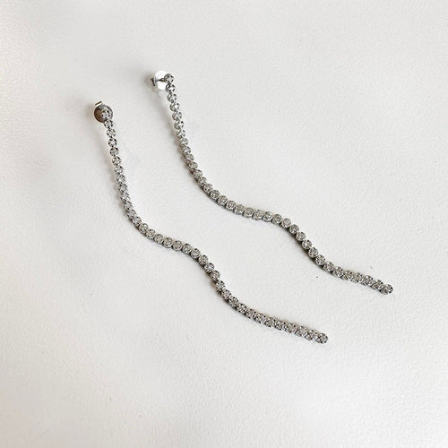 Boucles d'oreilles Disco - Boucles d'oreilles tennis en or blanc et diamants 58 Facettes GER1349WG