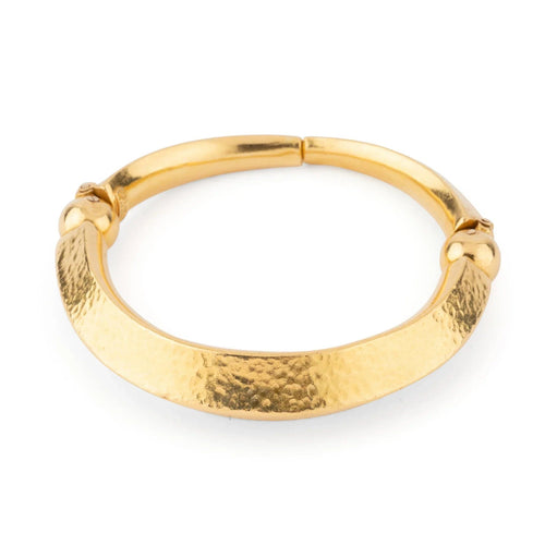 Bracelet Lalaounis - Bracelet jonc ouvrant martelé en or jaune 22k 58 Facettes 1