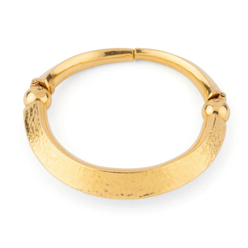 Bracelet Lalaounis - Bracelet jonc ouvrant martelé en or jaune 22k 58 Facettes 1