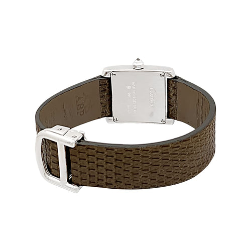Montre Cartier Tank Française - Montre en or blanc et diamants 58 Facettes 35491