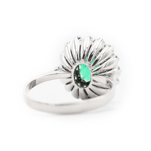 Bague Anello en or blanc émeraude de Colombie et diamants 58 Facettes 22986