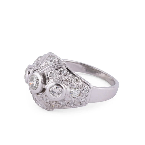 Bague 51 Bague dôme en platine et diamants 58 Facettes 1