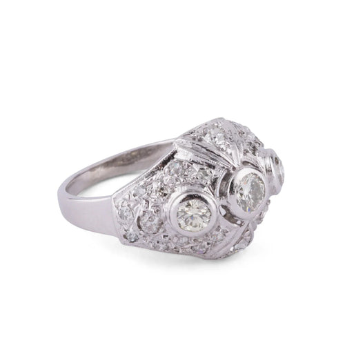 Bague 51 Bague dôme en platine et diamants 58 Facettes 1