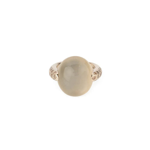 Bague 50 Pomellato - Bague Luna en or gris et calcédoine, diamants bruns 58 Facettes 1
